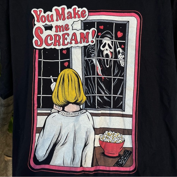 Ghost Face “ You Make Me Scream Shirt ”, Black Graphic Horror Movie T-Shirt - Picture 3 of 6